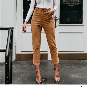 SHEIN High-waisted Corduroy Crop Cigarette Pants